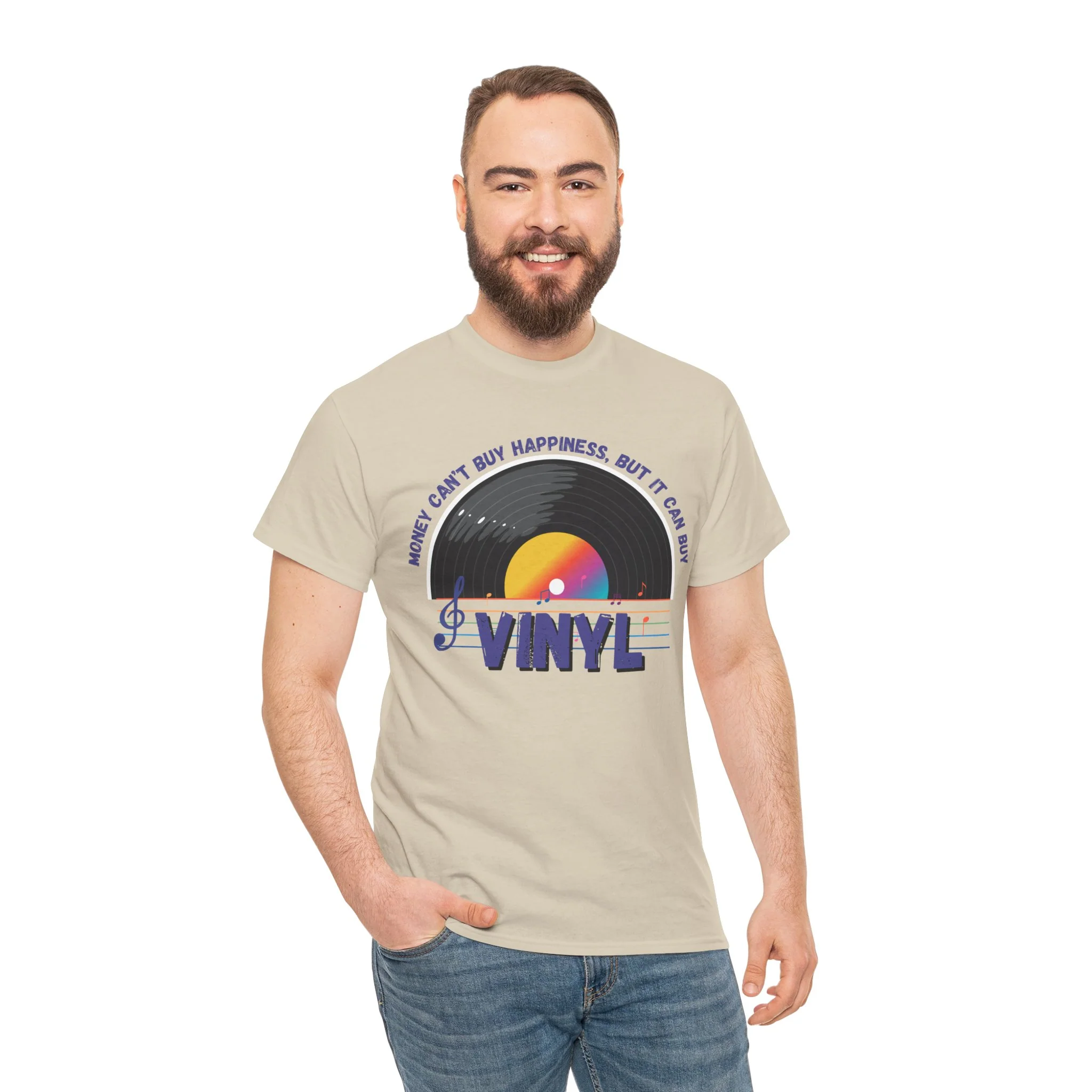 'Money Can't Buy Happiness, But It Can Buy Vinyl' Men's T-Shirt - Image 29