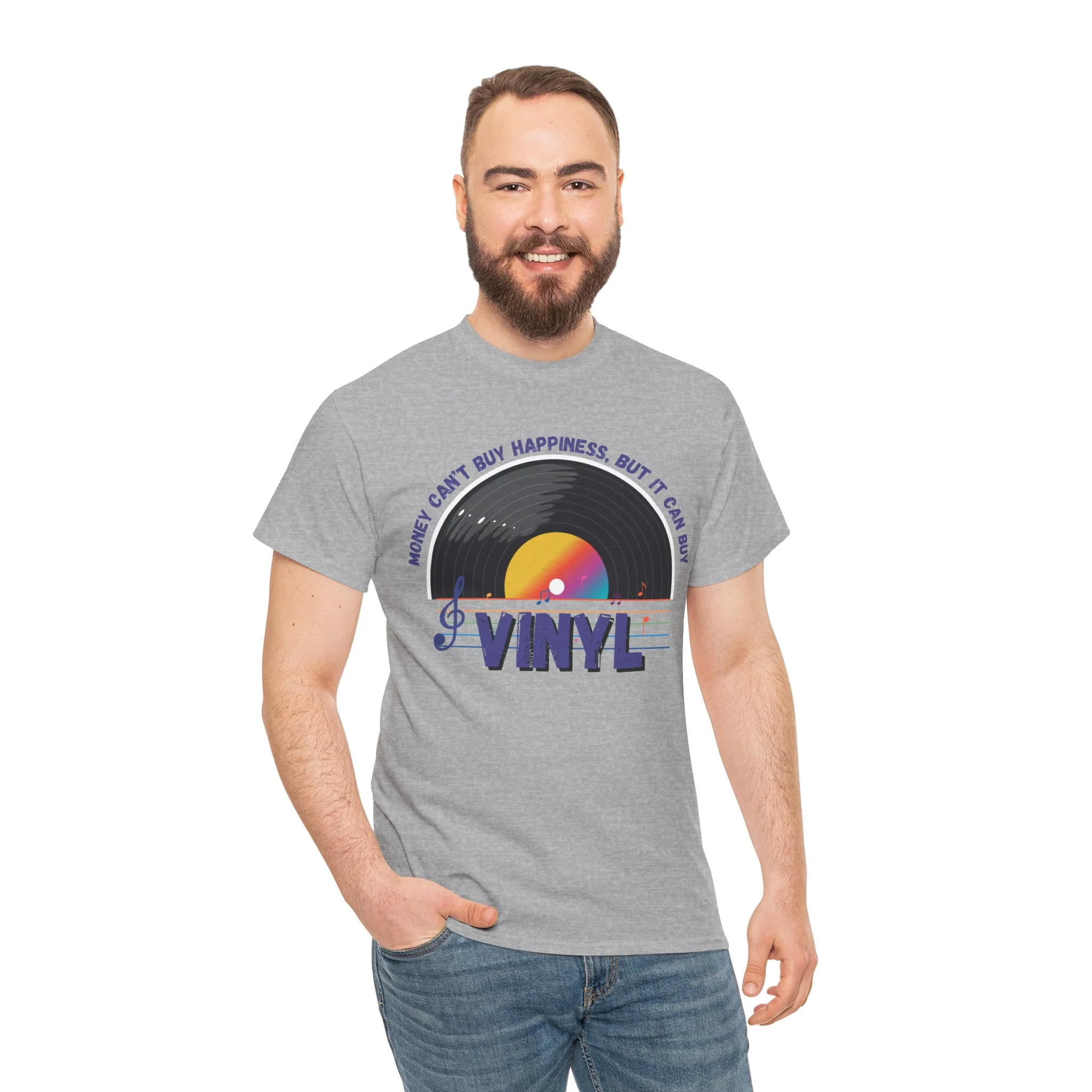 'Money Can't Buy Happiness, But It Can Buy Vinyl' Men's T-Shirt - Image 37